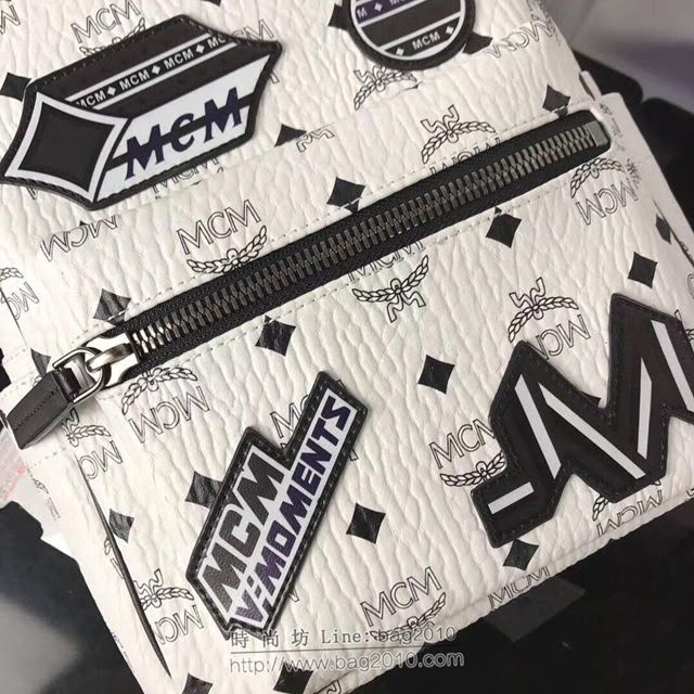 MCM雙肩背包 原單 小號5816 Victory Patch Stark雙肩包 Visetos塗層帆布 多彩貼花裝飾 MCM女後背包  mdmc1138